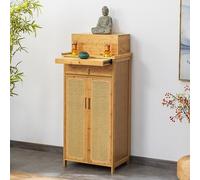 SXKLYRF Table D'autel Bouddhiste en Bambou, Cabinet Niche Chinoise avec Rangement, Table Puja pour Prières Bouddhistes(Beige,52x38x120cm/20x15x47in)