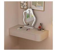 Sxlawesom Coiffeuse Suspendue avec 1, 2 ou 3 tiroirs, Table de Maquillage Murale pour Petits espaces Table de Maquillage multifonctionnelle(Light Brown Left,60x40x18cm)