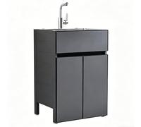 Sxlawesom Évier sur Pied avec Meuble Bas Évier Utilitaire avec Robinet Eau Chaude et Froide, Étagère intérieure - Idéal pour buanderie(Grey,80 * 45 * 82cm)
