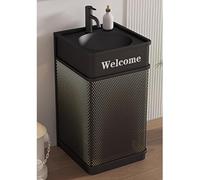 Sxlawesom Meuble-lavabo autoportant avec lavabo en Acier Inoxydable, Style Industriel, pour Garage, Bar, Restaurant.(Zwart)