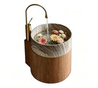 Sxlawesom Vasque Ronde Suspendue pour Salle de Bain, Meuble de Salle de Bain Mural avec Robinet col de Cygne pour Petits espaces(Natural B)