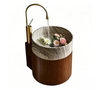 Sxlawesom Vasque Ronde Suspendue pour Salle de Bain, Meuble de Salle de Bain Mural avec Robinet col de Cygne pour Petits espaces(Brown B)