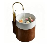 Sxlawesom Vasque Ronde Suspendue pour Salle de Bain, Meuble de Salle de Bain Mural avec Robinet col de Cygne pour Petits espaces(Brown A)