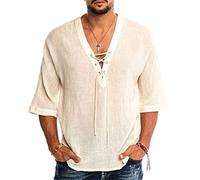 SXLLZSLC Dashiki Africain pour Homme col en V T-shirt Coupe Ajustée Hauts de Chemises Ethniques Manche Courte Chemisier Décontracté (Color : White, Size : S)