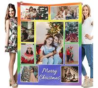 SXLONG Plaid Personnalisé Photo - Couverture Personnalisée Photo Et Texte - Couvertures avec collages de Texte Photo - Plaid personnalisé pour père, Maman, Enfants, Chiens, Amis ou Amoureux