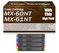 SXLXYOF Cartouche de Toner Noir Jaune Magenta et Cyan MX-60NT Haute capacité Compatible MX-61NT pour Sharp MX-2651 3051 3551 4051 3071 3571 4071 5051 6051 5071 6071,4Pack-MX 60NT