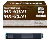 SXLXYOF Cartouche de Toner Noir Jaune Magenta et Cyan MX-60NT Haute capacité Compatible MX-61NT pour Sharp MX-2651 3051 3551 4051 3071 3571 4071 5051 6051 5071 6071,Cyan-MX 60NT