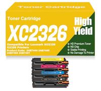 SXLXYOF Cartouches de Toner 24B7498, 24B7495, 24B7496, 24B7497 C2326 XC2326 Couleur Toner Compatible pour Lexmark XC2326 C2326 Imprimantes sans Puce, Haut rendement,C2326-4Pack