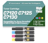 SXLXYOF Cartouches de Toner compatibles C7120 C7125, Haute capacité, C7130, 006R01824, 006R01825, 006R01826, 006R01827 pour Xerox Versalink C7120 C7125 C7130 Imprimantes,4Pack-C7120 Toner