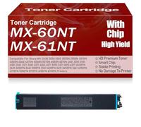 SXLXYOF Cartouches de Toner compatibles MX-60NT MX-61NT Noir Jaune Magenta Cyan Cartouche de Toner de Remplacement pour Sharp MX-2651 3051 3551 4051 3071 3571 4071 5051 6051 5071,Cyan-MX 60NT