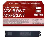 SXLXYOF Cartouches de Toner compatibles MX-60NT MX-61NT Noir Jaune Magenta Cyan Cartouche de Toner de Remplacement pour Sharp MX-2651 3051 3551 4051 3071 3571 4071 5051 6051 5071,Black-MX 60NT