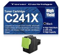SXLXYOF Cartouches de Toner Haute capacité C241XK0 C241XC0 C241XM0 C241XY0 compatibles pour Lexmark C2325 C2325dw MC2325adw C2425 C2425dw MC2425 C2535 C2535dw MC2535 C2640 MC2640,Black-C241X
