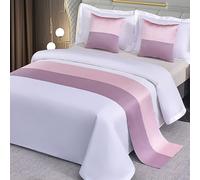 SXLXYOF Chemin de lit en Coton et Lin pour lit King Size Ensemble de Coussins Assortis Foulards de lit d'hôtel Couverture ne se décolore Pas Couvre-lit Protection de Serviette de lit,B-50 * 180CM
