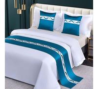 SXLXYOF Chemin de lit en Jacquard pour lit d'hôtel King Size, Ensemble de Coussins Assortis, Couvre-lit Simple, Protection de literie, décoration, ne se décolore Pas,D-50 * 240CM