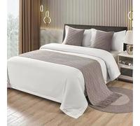 SXLXYOF Chemins de lit tricotés Coussins Assortis pour lit King Size avec Pompons Écharpes de lit tissées Boho Couverture jetée Pas de décoloration Serviette de lit Douce,L-60 * 230CM(1.5m Bed)