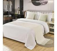 SXLXYOF Chemins de lit tricotés Coussins Assortis pour lit King Size avec Pompons Écharpes de lit tissées Boho Couverture jetée Pas de décoloration Serviette de lit Douce,A-60 * 230CM(1.5m Bed)