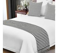 SXLXYOF Echarpes bohèmes en tricot pour lit queen size, couvre-lits de protection, avec pompons, pour lit queen size, A-60 x 260 cm (lit 2 m)