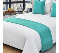 SXLXYOF Echarpes bohèmes en tricot pour lit queen size, couvre-lits de protection, pour lit queen size, écharpes avec pompons, N-60 x 230 cm (lit 1,5 m)