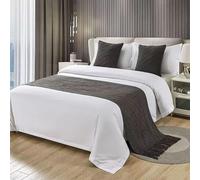 SXLXYOF Écharpes de lit bohème pour lit king size - Écharpe avec pompons - Couverture en tricot tissé - Jeté de lit queen size - Protection pour chambre d'hôtel à la maison - L - 2 taies d'oreiller