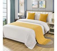 SXLXYOF Écharpes de lit bohème pour lits king size - Chemin de couloir avec pompons - Couverture en tricot tissé - Couvre-lit pour chambre d'hôtel à la maison - G-60 x 260 cm (lit de 2,0 m)