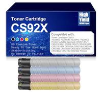 SXLXYOF Multipack CS92X Cartouches de Toner Noir Cyan Jaune Magenta Haut rendement pour Lexmark CX920 CX921 CX922 CX923 CX924 CX927 CS920 CS921 CS923 CS92X CX920de CX921de,4Pack-CS92X