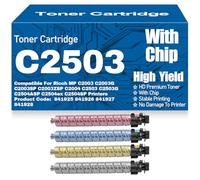 SXLXYOF pour Ricoh Cartouches de Toner C2503 841925 841926 841927 841928 Grand rendement Compatible pour Ricoh MP C2003 C2003G C2003SP C2003ZSP C2004 C2503 C2503G C2504ASP C2504ex,4Pack-C2503