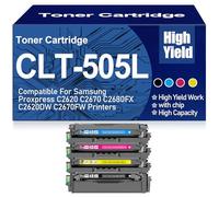 SXLXYOF pour Samsung Cartouches de Toner CLT-505L à Haut rendement compatibles pour Samsung Proxpress C2620 C2670 C2680FX C2620DW C2670FW Imprimantes avec Puce,4Pack-CLT 505L