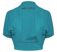 SXME MIGHT SAY Boléro court élégant pour fille - ouvert sur le devant uni à manches courtes, bleu sarcelle, 9 ans