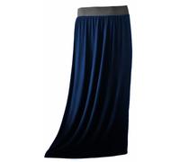 SXME MIGHT SAY Jupe longue unie avec taille élastique pour femme, extensible, grande taille, bleu marine, M-3XL