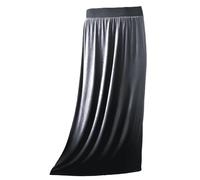 SXME MIGHT SAY Jupe longue unie avec taille élastique pour femme, extensible, grande taille, gris, M-3XL