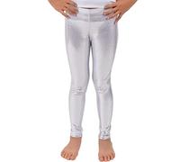 SXME MIGHT SAY Legging métallisé brillant effet mouillé pour enfant, pantalon aspect liquide avec taille extensible, argent