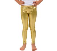 SXME MIGHT SAY Legging métallisé brillant effet mouillé pour enfant, pantalon aspect liquide avec taille extensible doré