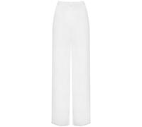 SXME MIGHT SAY Pantalon Palazzo pour femme, jambe large, évasé, élastique, extensible, uni, grande taille, blanc
