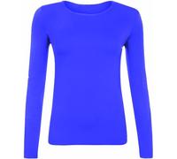 SXME MIGHT SAY T-shirt élégant et polyvalent pour femme, manches longues, col rond, extensible, uni, décontracté, haut essentiel, chemisier assorti, bleu royal, indispensable dans
