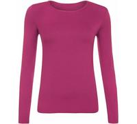 SXME MIGHT SAY T-shirt élégant et polyvalent pour femme, manches longues, col rond, extensible, uni, décontracté, haut essentiel, chemisier assorti, rose, indispensable dans chaque