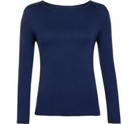 SXME MIGHT SAY T-shirt élégant et polyvalent pour femme, manches longues, col rond, extensible, uni, décontracté, essentiel, bleu marine assorti, indispensable dans chaque garde-robe