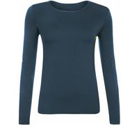 SXME MIGHT SAY T-shirt élégant et polyvalent pour femme, manches longues, col rond, extensible, uni, décontracté, haut essentiel, chemisier, bleu sarcelle assorti, indispensable dans