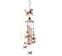 Sxmrmnx 1 PCS Décoration de Carillons Éoliens Cheval avec 1 Perle Chanceuse 4 Tubes en Aluminium 6 Cloches Commémoratives
