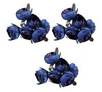 Sxmrmnx 18Pcs/Lot Simulation Mariée en Soie Bouquet de Fleurs Tenant des Fleurs Fleurs Décoratives (Coeur Violet Bleu Royal) Diamètre de Simple D'Environ 4,5 cm