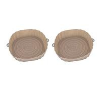 Sxmrmnx 2X 20cm Friteuses à Air Four Plaque de Cuisson Poulet Frit Panier Tapis AirFryer Silicone Pot Rond Replacemen Grill Pan Marron