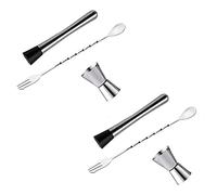 Sxmrmnx 2X Acier Inoxydable Cocktail Touillette, Cuillere A Melanger, de Jigger, Outil de Barre Set pour Bar Vin de Fete Cocktail Boisson Shaker
