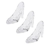 Sxmrmnx 3X Cristal Chaussures Verre Cadeau d'anniversaire Décor À Cendrillon Chaussures À Talons Hauts Chaussures de Mariage Figurines Miniatures Ornement