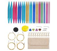 Sxmrmnx Aiguilles à Tricoter Circulaires Interchangeables en Aluminium pour Couture, Crochet, Tissage, Outils de Tricotage, Kit de Tissage C