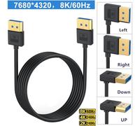 Sxmrmnx Câble D'Extension Display Port 1.4 de 3,3 Pieds DP 90 Degrés 8K60Hz 4K144Hz Câble Audio Vidéo pour Écran D'Ordinateur Portable, Coude à Droite