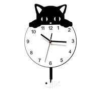 Sxmrmnx Horloge Murale Fantaisie Chaton et Poisson avec Queue Oscillante Cadeau pour Les Amoureux des Chatons