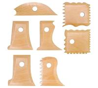 Sxmrmnx Kit D'Outils de Poterie 7 Pièces, Outils de Coupe de Poterie en Bois, Profil de Poterie Multiforme, Pied de Paquet de Nervures