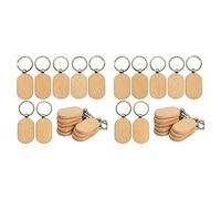 Sxmrmnx Porte-Clés en Bois Vierge Porte-Clés en Bois Bricolage Clés Vierges de Gravure sur Bois Paquet de 40