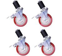 SXNFSX roulettes pivotantes Robustes à Tige filetée en polyuréthane avec Freins, pour Tubes Ronds de 25/30/38/40 mm, boulons vissés M12 x 60, silencieuses, Lot de 4