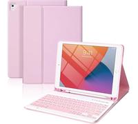 SXNIWBAI Étui clavier pour iPad 9,7" 6e génération 2018/5e génération 2017/iPad Pro 9,7/Air 2/1, avec clavier Bluetooth sans fil et porte-crayon, rose