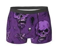 SXOOGE Motif d'horreur sur fond violet Sous-vêtements pour homme Boxer pour homme, respirant, tissu élastique, Essentiels, noir, XX-Large